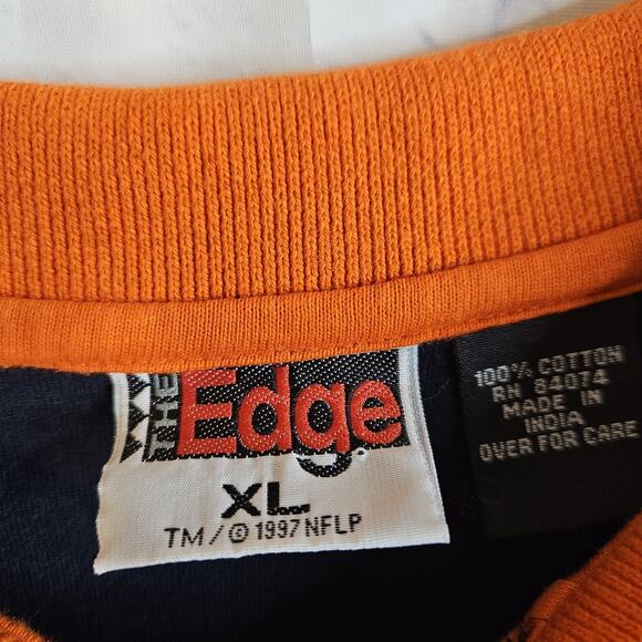 Vintage 90s Chicago Bears The Edge Polo Shirt Men Size XL Blue Short Sleeve - Picture 5 of 5